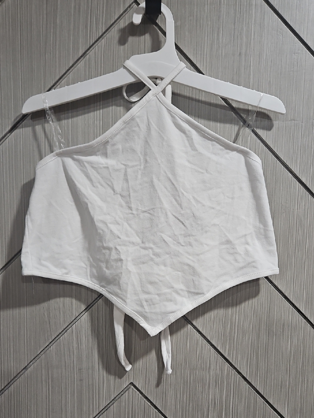wild fable White Halter Crop Top with Pointed Hemline